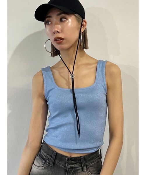 EMODA(エモダ)の「ボックスリブタンクトップ(タンクトップ・レディース・ホワイト/ブルー/グレー/ブラック・FREE)」の4枚目の写真