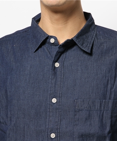 SEVENDAYS=SUNDAY（セブンデイズサンデイ）の「４．５ｏｚデニム　ボタンダウン長袖シャツ（シャツ/ブラウス・メンズ・インディゴブルー/ライトインディゴブルー・MEDIUM/LARGE/SMALL）」の8枚目の写真