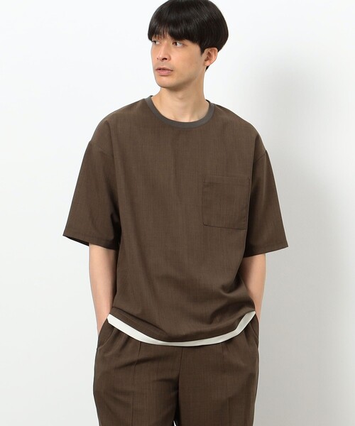 COMME CA ISM(コムサイズム)の「ファンクショナル リネンライク 布帛Tシャツ(Tシャツ/カットソー・メンズ・モカ/カーキ/ベージュ/ブラック・MEDIUM/LARGE/X-LARGE)」の3枚目の写真
