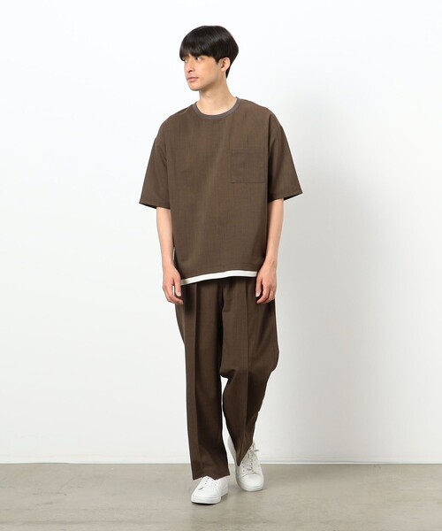 COMME CA ISM(コムサイズム)の「ファンクショナル リネンライク 布帛Tシャツ(Tシャツ/カットソー・メンズ・モカ/カーキ/ベージュ/ブラック・MEDIUM/LARGE/X-LARGE)」の7枚目の写真
