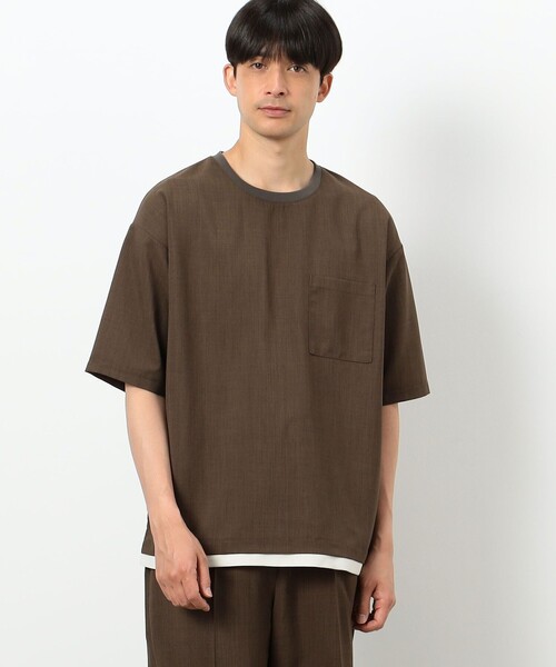COMME CA ISM(コムサイズム)の「ファンクショナル リネンライク 布帛Tシャツ(Tシャツ/カットソー・メンズ・モカ/カーキ/ベージュ/ブラック・MEDIUM/LARGE/X-LARGE)」の8枚目の写真