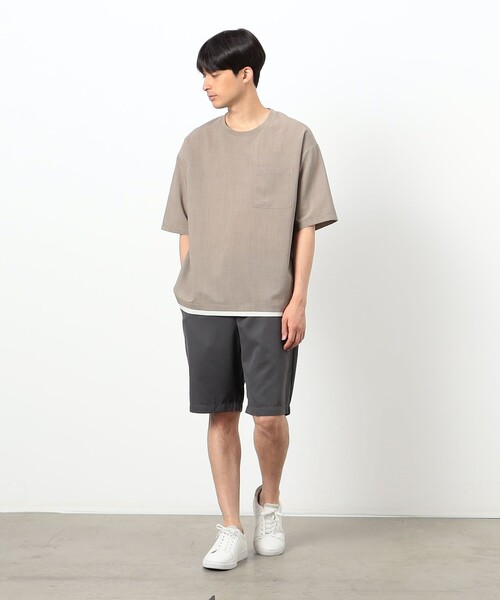 COMME CA ISM(コムサイズム)の「ファンクショナル リネンライク 布帛Tシャツ(Tシャツ/カットソー・メンズ・モカ/カーキ/ベージュ/ブラック・MEDIUM/LARGE/X-LARGE)」の9枚目の写真