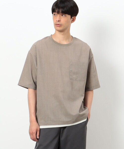 COMME CA ISM(コムサイズム)の「ファンクショナル リネンライク 布帛Tシャツ(Tシャツ/カットソー・メンズ・モカ/カーキ/ベージュ/ブラック・MEDIUM/LARGE/X-LARGE)」の10枚目の写真