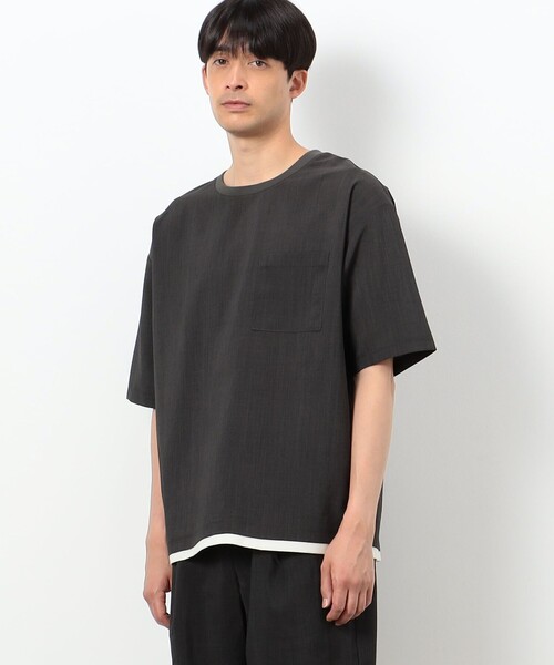 COMME CA ISM(コムサイズム)の「ファンクショナル リネンライク 布帛Tシャツ(Tシャツ/カットソー・メンズ・モカ/カーキ/ベージュ/ブラック・MEDIUM/LARGE/X-LARGE)」の12枚目の写真