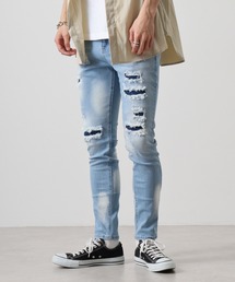 EVOLUTION(�G�{�����[�V����)��Damage processing Skinny pants Denim / �_���[�W�X�L�j�[�p���c(�f�j���p���c)