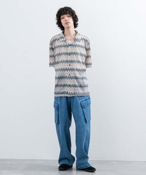  j.n.r.d（ジェー・エヌ・アール・ディー）の「j.n.r.d/バルファレース幾何学柄シャツ（シャツ/ブラウス・メンズ・ベージュ/オレンジ/チャコールグレー・L/LL/M）」の14枚目の写真