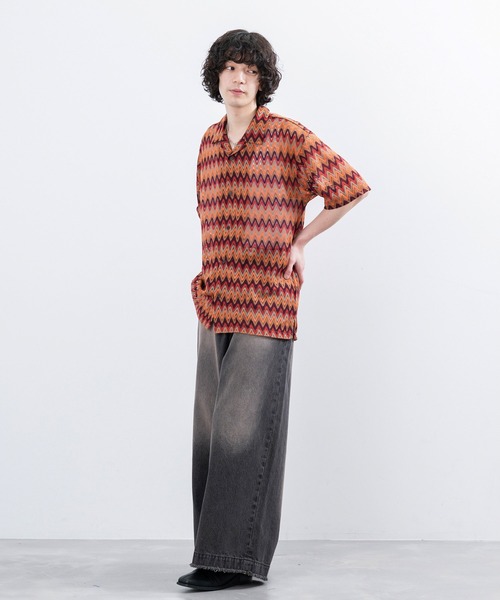  j.n.r.d（ジェー・エヌ・アール・ディー）の「j.n.r.d/バルファレース幾何学柄シャツ（シャツ/ブラウス・メンズ・ベージュ/オレンジ/チャコールグレー・L/LL/M）」の11枚目の写真