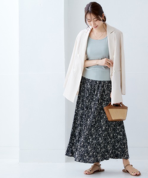 nissen（ニッセン）の「小花柄プリーツスカート（スカート・レディース・ブラック/オフホワイト/グリーン・M/L/LL/S）」の10枚目の写真