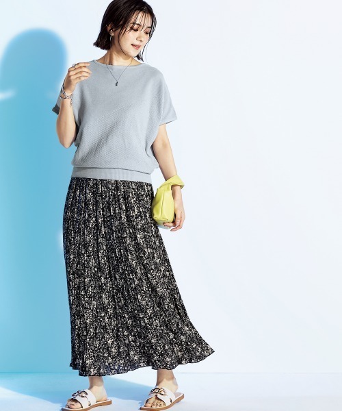 nissen（ニッセン）の「小花柄プリーツスカート（スカート・レディース・ブラック/オフホワイト/グリーン・M/L/LL/S）」の13枚目の写真