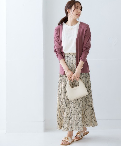 nissen（ニッセン）の「小花柄プリーツスカート（スカート・レディース・ブラック/オフホワイト/グリーン・M/L/LL/S）」の6枚目の写真