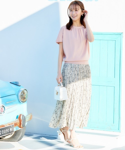 nissen（ニッセン）の「小花柄プリーツスカート（スカート・レディース・ブラック/オフホワイト/グリーン・M/L/LL/S）」の8枚目の写真