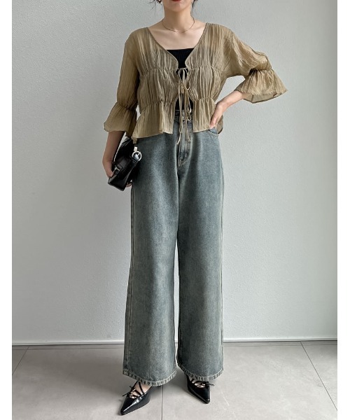 Re:EDIT（リエディ）の「[話題！オーバーダイデニム][低身長/高身長/大きいサイズ有]オーバーダイルーズデニムパンツ（デニムパンツ・レディース・ブルー/ピンク・SHORT/SMALL/MEDIUM/TALL/LARGE/X-LARGE）」の22枚目の写真