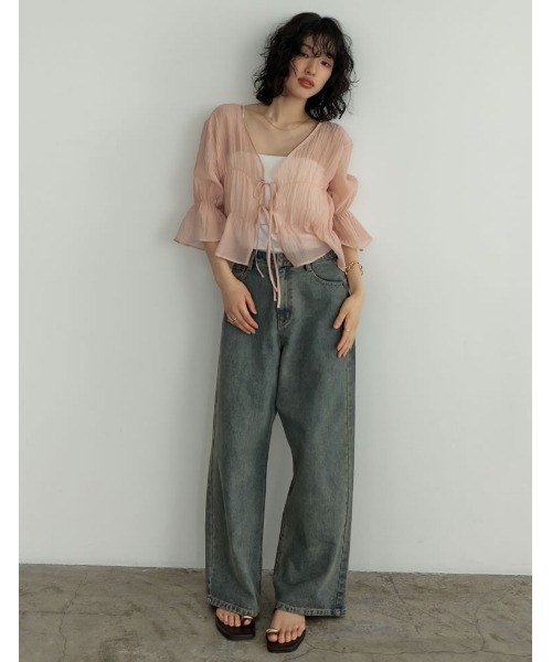 Re:EDIT（リエディ）の「[話題！オーバーダイデニム][低身長/高身長/大きいサイズ有]オーバーダイルーズデニムパンツ（デニムパンツ・レディース・ブルー/ピンク・SHORT/SMALL/MEDIUM/TALL/LARGE/X-LARGE）」の19枚目の写真