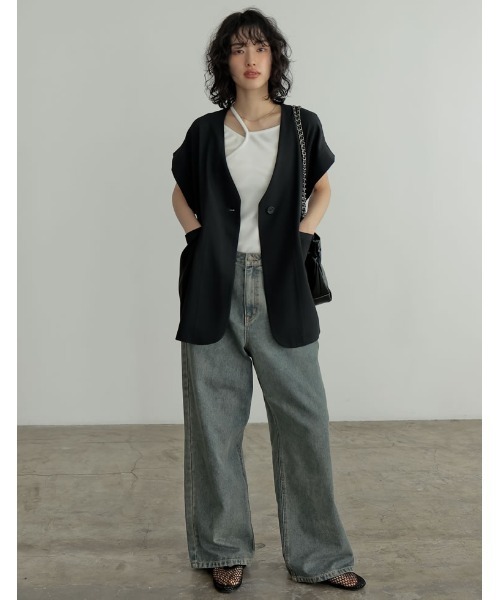 Re:EDIT（リエディ）の「[話題！オーバーダイデニム][低身長/高身長/大きいサイズ有]オーバーダイルーズデニムパンツ（デニムパンツ・レディース・ブルー/ピンク・SHORT/SMALL/MEDIUM/TALL/LARGE/X-LARGE）」の20枚目の写真