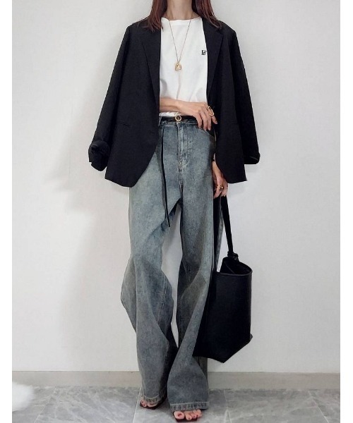 Re:EDIT（リエディ）の「[話題！オーバーダイデニム][低身長/高身長/大きいサイズ有]オーバーダイルーズデニムパンツ（デニムパンツ・レディース・ブルー/ピンク・SHORT/SMALL/MEDIUM/TALL/LARGE/X-LARGE）」の5枚目の写真