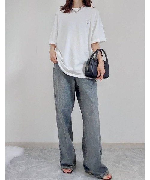 Re:EDIT（リエディ）の「[話題！オーバーダイデニム][低身長/高身長/大きいサイズ有]オーバーダイルーズデニムパンツ（デニムパンツ・レディース・ブルー/ピンク・SHORT/SMALL/MEDIUM/TALL/LARGE/X-LARGE）」の6枚目の写真