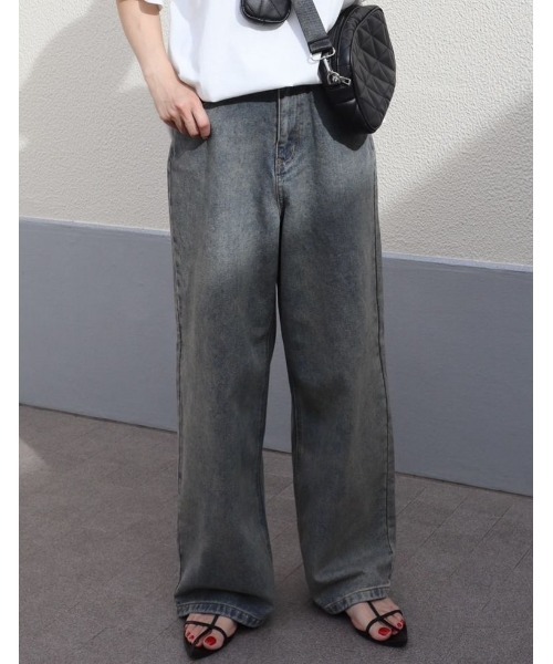 Re:EDIT（リエディ）の「[話題！オーバーダイデニム][低身長/高身長/大きいサイズ有]オーバーダイルーズデニムパンツ（デニムパンツ・レディース・ブルー/ピンク・SHORT/SMALL/MEDIUM/TALL/LARGE/X-LARGE）」の7枚目の写真