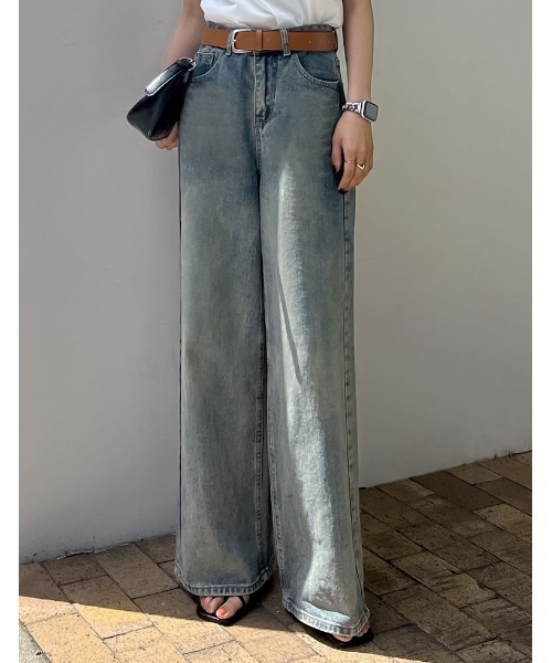 Re:EDIT（リエディ）の「[話題！オーバーダイデニム][低身長/高身長/大きいサイズ有]オーバーダイルーズデニムパンツ（デニムパンツ・レディース・ブルー/ピンク・SHORT/SMALL/MEDIUM/TALL/LARGE/X-LARGE）」の11枚目の写真