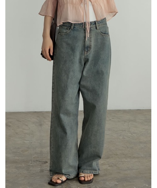 Re:EDIT（リエディ）の「[話題！オーバーダイデニム][低身長/高身長/大きいサイズ有]オーバーダイルーズデニムパンツ（デニムパンツ・レディース・ブルー/ピンク・SHORT/SMALL/MEDIUM/TALL/LARGE/X-LARGE）」の16枚目の写真