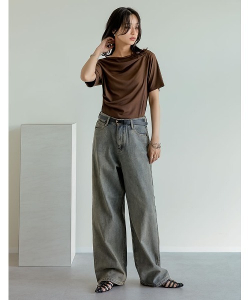 Re:EDIT（リエディ）の「[話題！オーバーダイデニム][低身長/高身長/大きいサイズ有]オーバーダイルーズデニムパンツ（デニムパンツ・レディース・ブルー/ピンク・SHORT/SMALL/MEDIUM/TALL/LARGE/X-LARGE）」の12枚目の写真