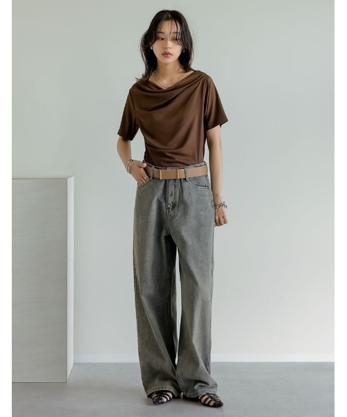 Re:EDIT（リエディ）の「[話題！オーバーダイデニム][低身長/高身長/大きいサイズ有]オーバーダイルーズデニムパンツ（デニムパンツ・レディース・ブルー/ピンク・SHORT/SMALL/MEDIUM/TALL/LARGE/X-LARGE）」の14枚目の写真