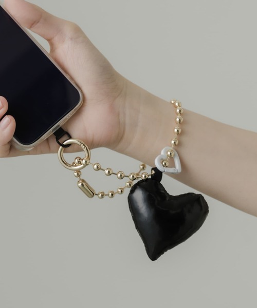 SMELLY（スメリー）の「ハートボールチェーンリングストラップ（キーホルダー・レディース・シルバー系その他/ブラック系その他・-）」の2枚目の写真