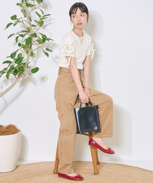 FREAK'S STORE（フリークスストア）の「アーミーフライス リボンTシャツ（Tシャツ/カットソー・レディース・オフホワイト/ベージュ/ブラック・ﾌﾘ-）」の6枚目の写真