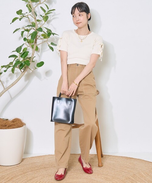 FREAK'S STORE（フリークスストア）の「アーミーフライス リボンTシャツ（Tシャツ/カットソー・レディース・オフホワイト/ベージュ/ブラック・ﾌﾘ-）」の7枚目の写真