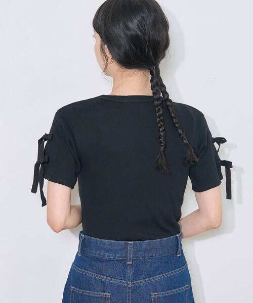 FREAK'S STORE（フリークスストア）の「アーミーフライス リボンTシャツ（Tシャツ/カットソー・レディース・オフホワイト/ベージュ/ブラック・ﾌﾘ-）」の10枚目の写真