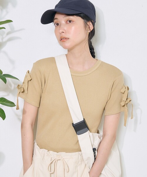 FREAK'S STORE（フリークスストア）の「アーミーフライス リボンTシャツ（Tシャツ/カットソー・レディース・オフホワイト/ベージュ/ブラック・ﾌﾘ-）」の14枚目の写真