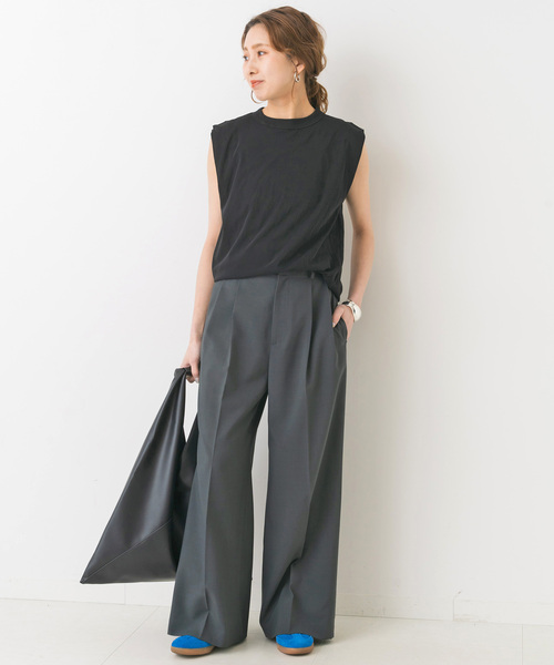 セール】≪WEB限定追加≫センタープレスワイドパンツ（スラックス