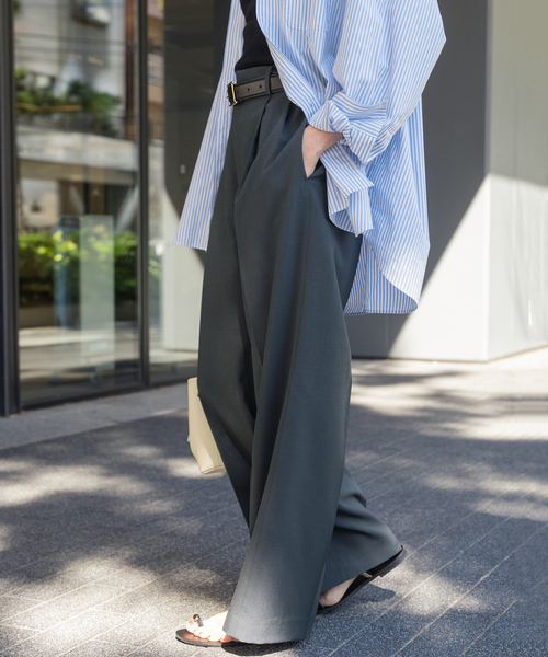 Spick and Spanスピックスパン
ガーメントダイストレッチワイドパンツ IT'S NEW