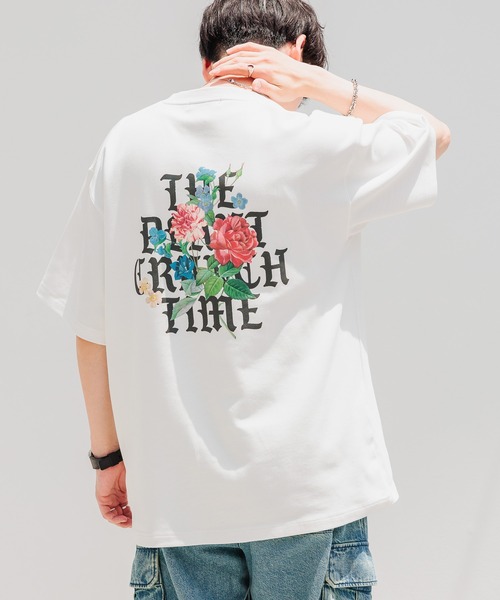 RAGEBLUE（レイジブルー）の「スムースフラワーフォトプリント/オーバーTシャツ（Tシャツ/カットソー・メンズ・ライトブルー/ブラック/ホワイト・LARGE/MEDIUM/SMALL）」の2枚目の写真