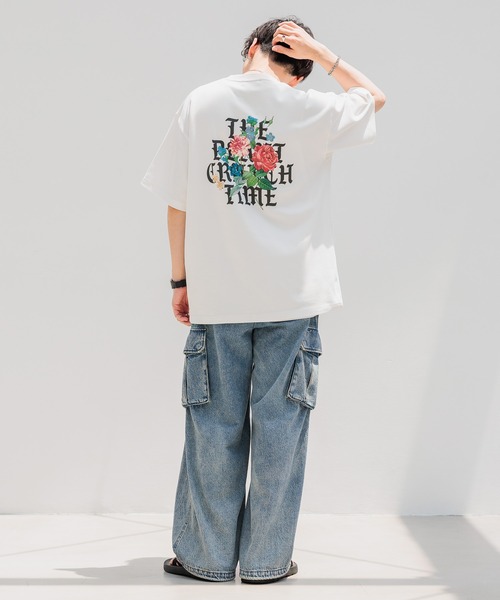 RAGEBLUE（レイジブルー）の「スムースフラワーフォトプリント/オーバーTシャツ（Tシャツ/カットソー・メンズ・ライトブルー/ブラック/ホワイト・LARGE/MEDIUM/SMALL）」の5枚目の写真