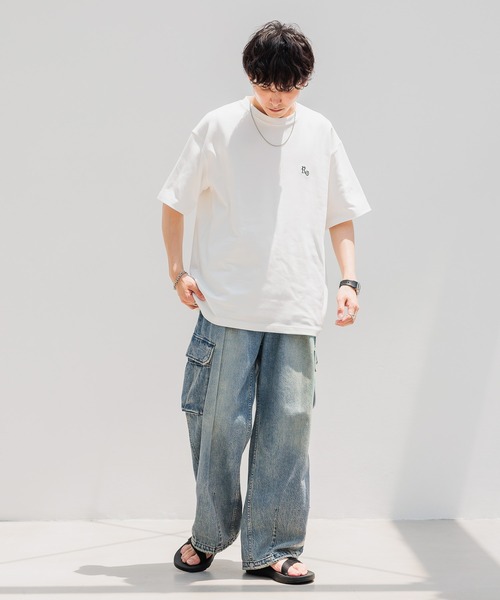 RAGEBLUE（レイジブルー）の「スムースフラワーフォトプリント/オーバーTシャツ（Tシャツ/カットソー・メンズ・ライトブルー/ブラック/ホワイト・LARGE/MEDIUM/SMALL）」の4枚目の写真