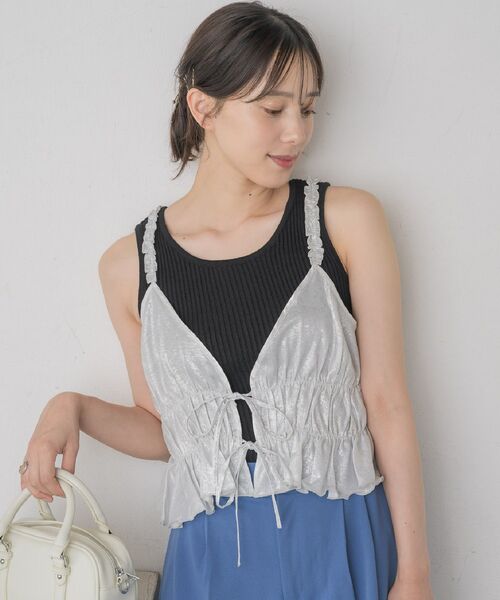 RETRO GIRL（レトロガール）の「リボンショートビスチェ（キャミソール・レディース・シルバー/ブラック/ゴールド・FREE）」の5枚目の写真