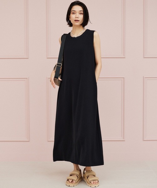 BARNYARDSTORM(バンヤードストーム)の「BARNYARDSTORM / ダブルクロスIラインワンピース(ワンピース・レディース・チャコール/ホワイト系その他2/ブラック/ライトブラウン・FREE)」の3枚目の写真