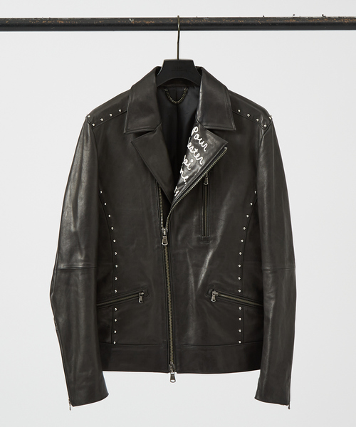 5351プール・オム（5351POUR LES HOMMES）/【40周年】スタッズカスタム セミダブル レザージャケット セール】【40周年】スタッズカスタム セミダブル レザージャケット