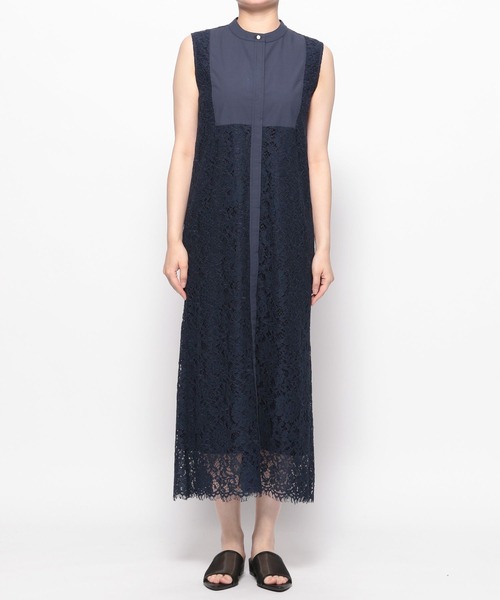 Andemiu（アンデミュウ）の「レースヨークキリカエノースリーブワンピース135853（ワンピース・レディース・ブラック/ネイビー・FREE）」の6枚目の写真