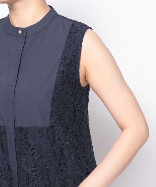 Andemiu（アンデミュウ）の「レースヨークキリカエノースリーブワンピース135853（ワンピース・レディース・ブラック/ネイビー・FREE）」の10枚目の写真