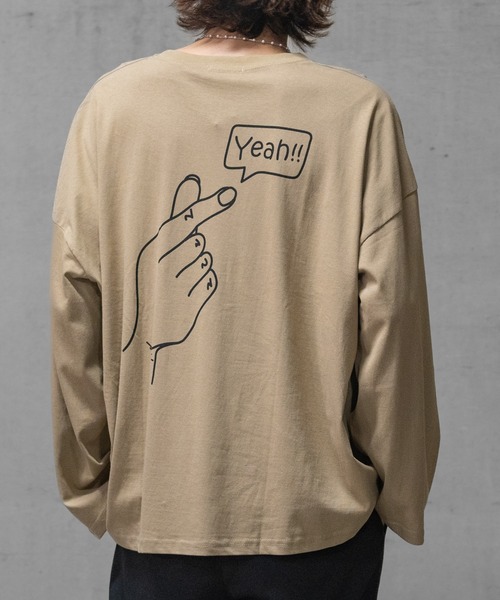JOHN'S CLOSET（ジョンズクローゼット）の「【40I】イラストプリント オーバーサイズ ワイドスリーブ ロンT（Tシャツ/カットソー・メンズ・グレー系1/ベージュ系1/ホワイト系2/ホワイト系1/ライトグリーン系2/ブラウン系1/グレー系2/ライトグリーン系1/ベージュ系2・MEDIUM/LARGE/X-LARGE）」の6枚目の写真