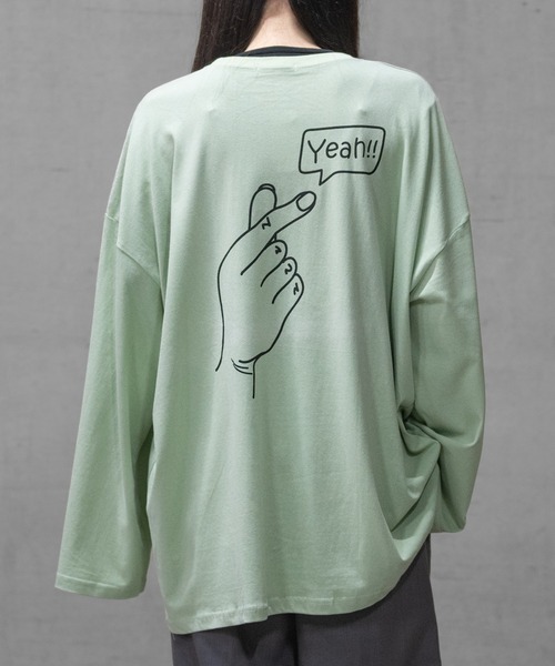 JOHN'S CLOSET（ジョンズクローゼット）の「【40I】イラストプリント オーバーサイズ ワイドスリーブ ロンT（Tシャツ/カットソー・メンズ・グレー系1/ベージュ系1/ホワイト系2/ホワイト系1/ライトグリーン系2/ブラウン系1/グレー系2/ライトグリーン系1/ベージュ系2・MEDIUM/LARGE/X-LARGE）」の8枚目の写真