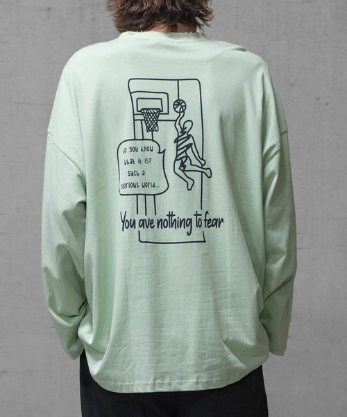 JOHN'S CLOSET（ジョンズクローゼット）の「【40I】イラストプリント オーバーサイズ ワイドスリーブ ロンT（Tシャツ/カットソー・メンズ・グレー系1/ベージュ系1/ホワイト系2/ホワイト系1/ライトグリーン系2/ブラウン系1/グレー系2/ライトグリーン系1/ベージュ系2・MEDIUM/LARGE/X-LARGE）」の9枚目の写真
