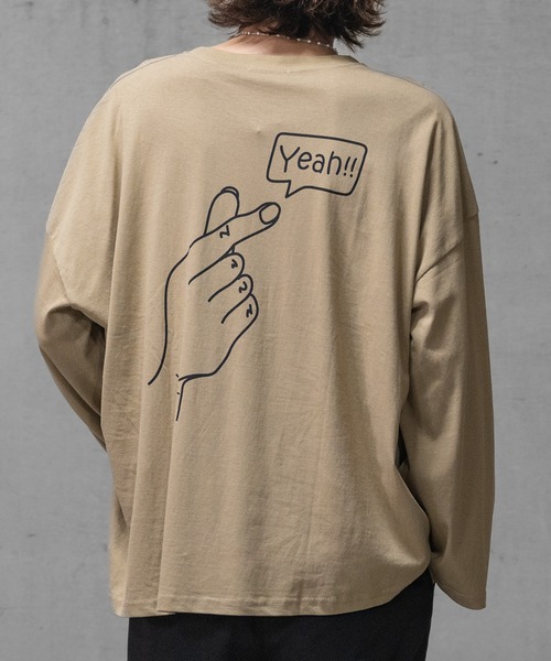 JOHN'S CLOSET（ジョンズクローゼット）の「【40I】イラストプリント オーバーサイズ ワイドスリーブ ロンT（Tシャツ/カットソー・メンズ・グレー系1/ベージュ系1/ホワイト系2/ホワイト系1/ライトグリーン系2/ブラウン系1/グレー系2/ライトグリーン系1/ベージュ系2・MEDIUM/LARGE/X-LARGE）」の18枚目の写真