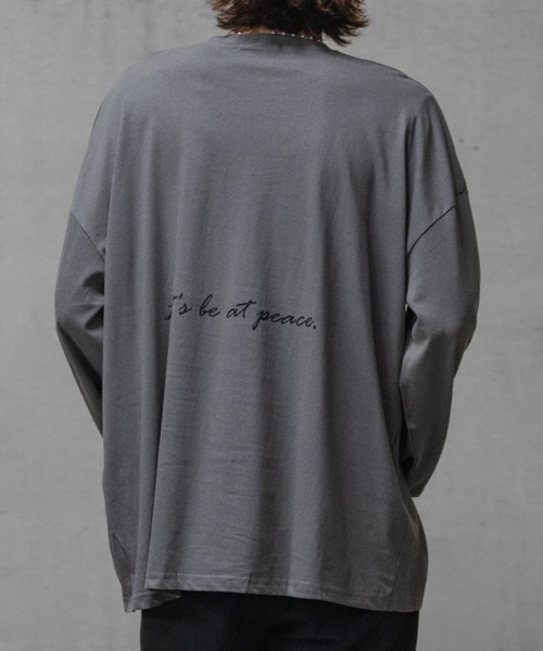 JOHN'S CLOSET（ジョンズクローゼット）の「【40I】イラストプリント オーバーサイズ ワイドスリーブ ロンT（Tシャツ/カットソー・メンズ・グレー系1/ベージュ系1/ホワイト系2/ホワイト系1/ライトグリーン系2/ブラウン系1/グレー系2/ライトグリーン系1/ベージュ系2・MEDIUM/LARGE/X-LARGE）」の12枚目の写真