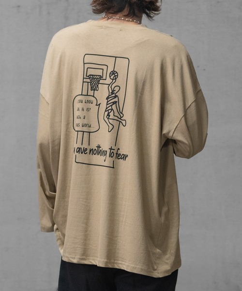 JOHN'S CLOSET（ジョンズクローゼット）の「【40I】イラストプリント オーバーサイズ ワイドスリーブ ロンT（Tシャツ/カットソー・メンズ・グレー系1/ベージュ系1/ホワイト系2/ホワイト系1/ライトグリーン系2/ブラウン系1/グレー系2/ライトグリーン系1/ベージュ系2・MEDIUM/LARGE/X-LARGE）」の21枚目の写真