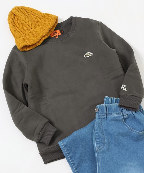 KRIFF MAYER Kid's Collection(クリフメイヤーキッズコレクション)の「【裏起毛】あたたかクルー(スウェット・キッズ・グリーン/グレー/サックスブルー/ネイビー/オレンジ/チャコール・160/170/120/130/140/150)」の3枚目の写真