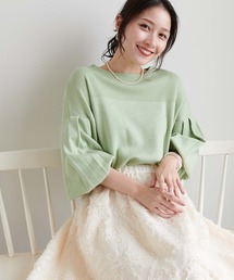 Jines | ラメ糸袖プリーツリブニット(ニット/セーター)