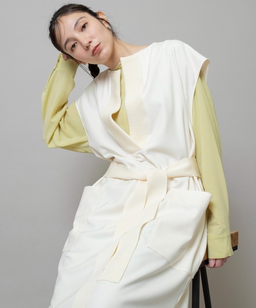 Munich(ミューニック)の「ストレッチウォームソフトツィルニットリブワンピース(ワンピース・レディース・チャコールグレー/ブラック/アイボリー・FREE)」の5枚目の写真