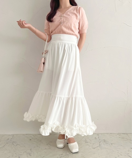 apres jour（アプレジュール）の「フリルティアードスカート【ZOZOTOWN限定アイテム】（スカート・レディース・オフホワイト/ブラック・フリー/X-LARGE）」の2枚目の写真